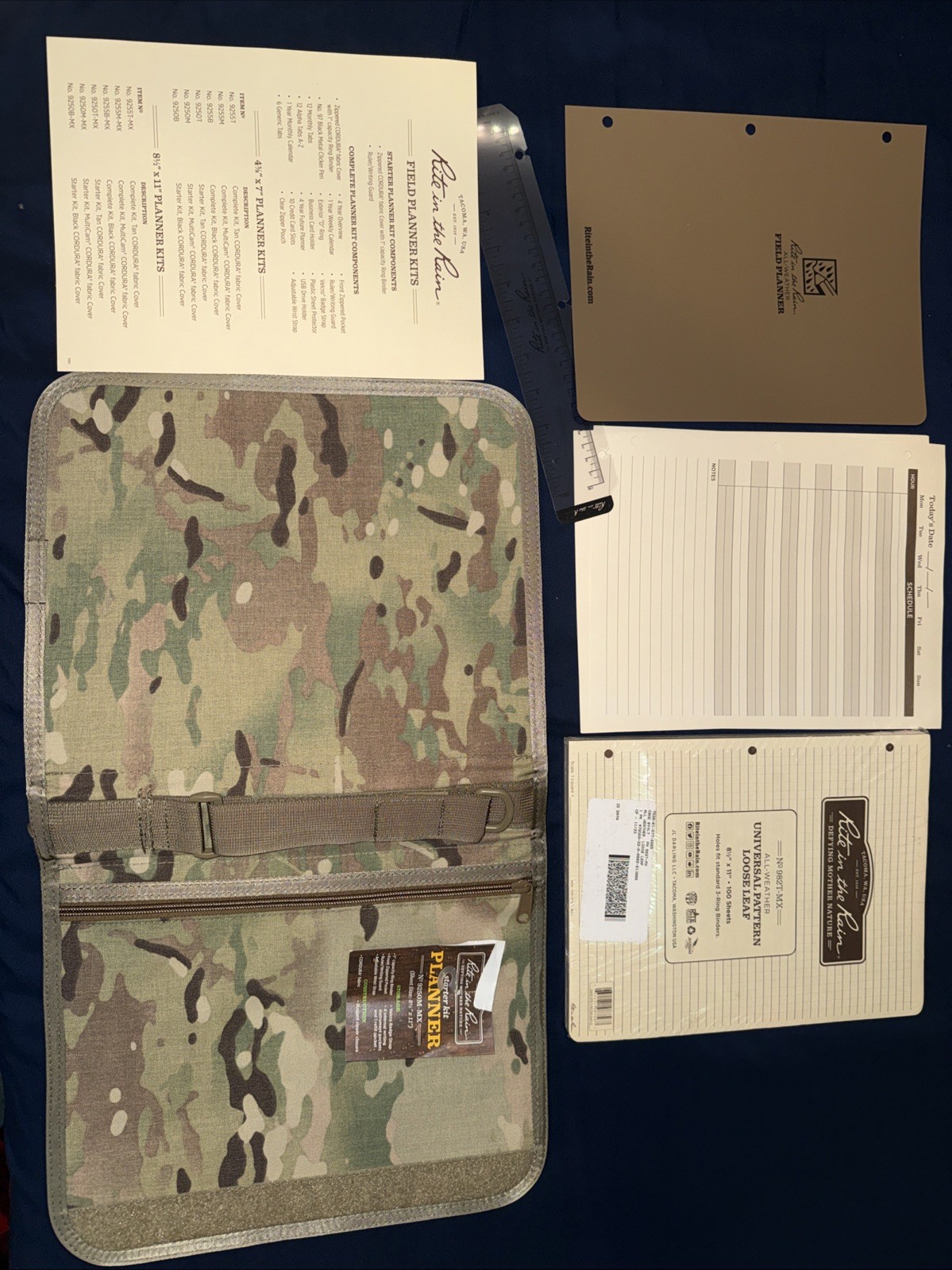 USGI RITE IN THE RAIN 8.5 * 11 TACTICAL FIELD PLANNER WITH LOOSE SHEETS NWOT