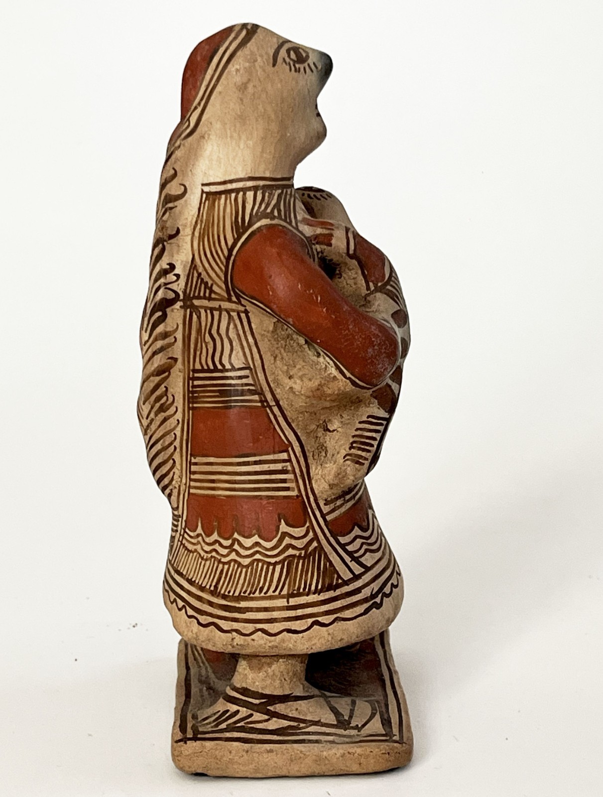 VTG MEXICAN GUERRERO AMEYALTEPEC OAPAN CERAMIC CLAY FOLK ART FIGURE WOMAN & BABY
