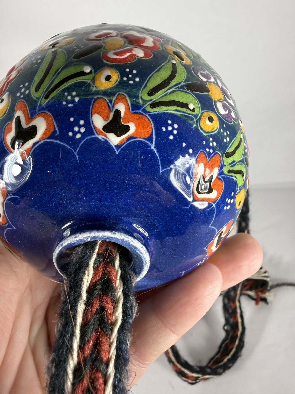 VINTAGE CERAMIC HAND PAINTED WALL HANGING – TRADITIONAL TURKISH BALL HANG –