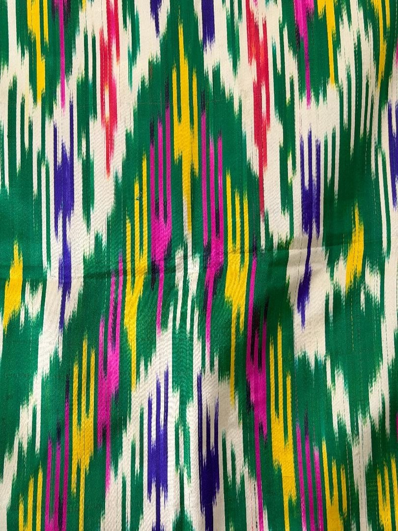 AUTHENTIC UZBEK KHAN ATLAS SILK BLEND FABRIC- TRADITIONAL FABRIC OF CENTRAL ASIA
