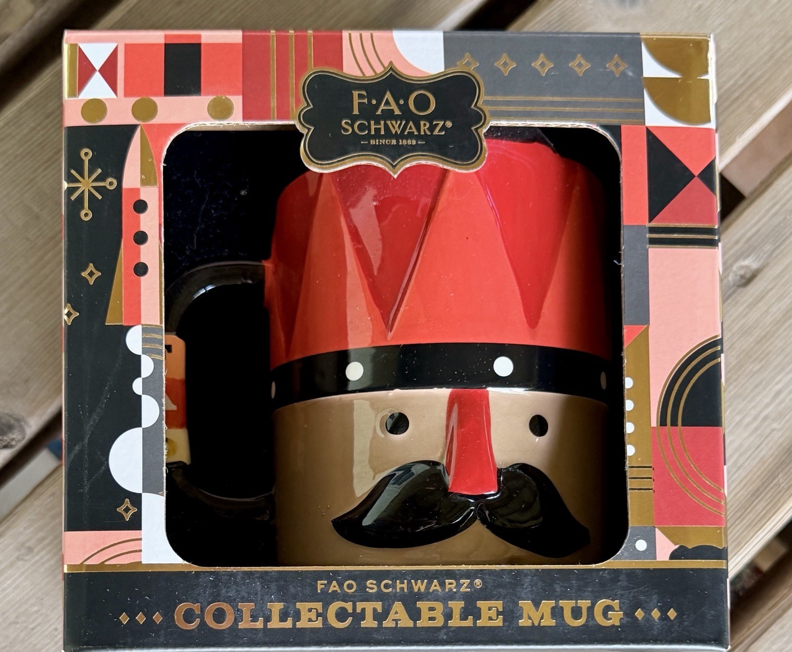 FAO Schwarz Nutcracker Figural Mug 20 oz Ceramic Holiday Decorated Handle