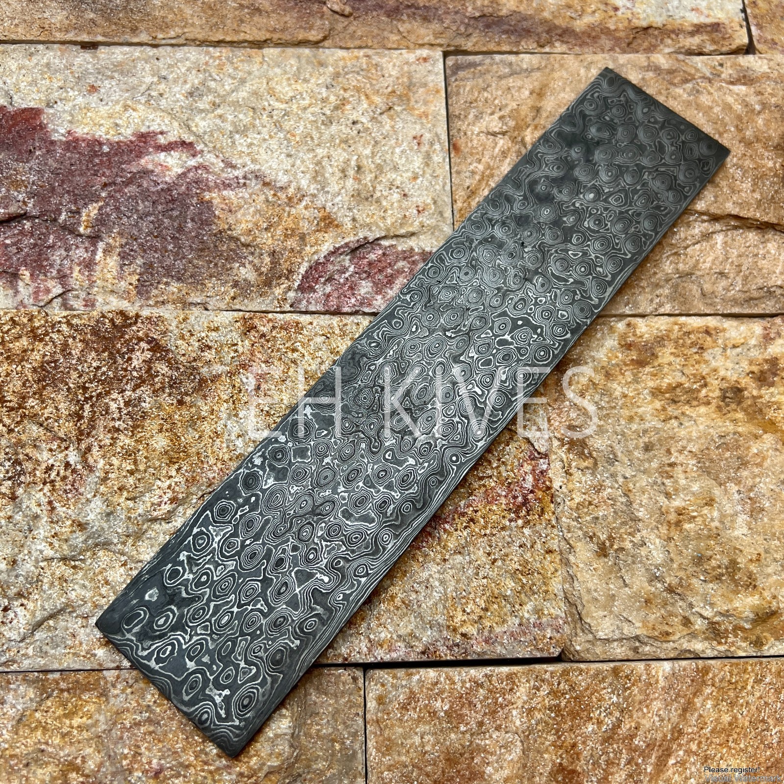10*1.5 HANDMADE DAMASCUS STEEL BLANK BILLET RAINDROP PATTERN FOR KNIFE MAKING