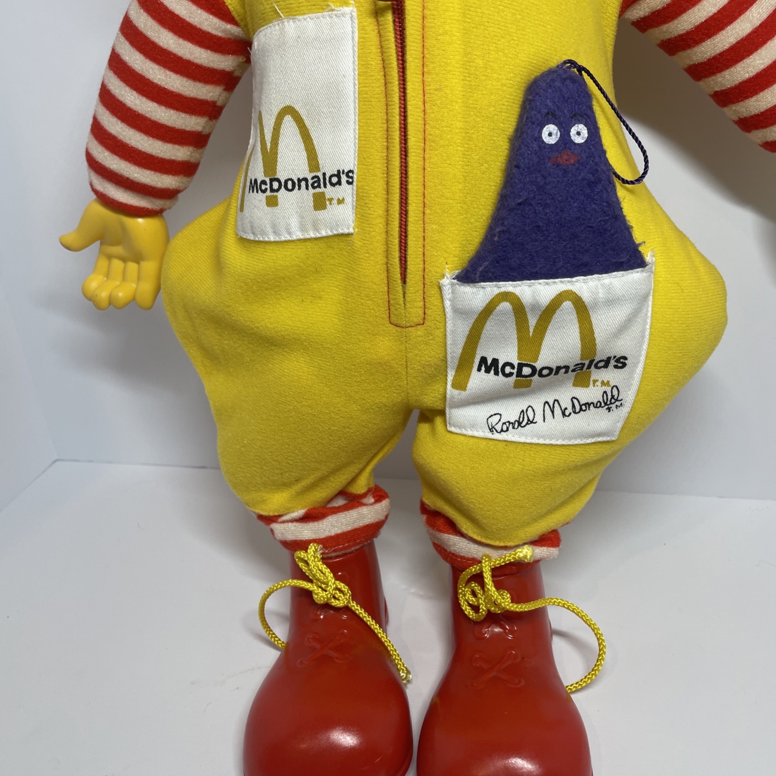 1978 Ronald McDonald 21″ Cloth Doll w/ Grimace Whistle Hasbro