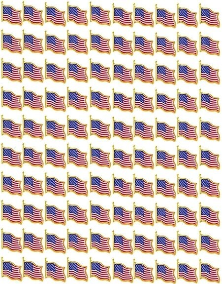 LOT OF 100 AMERICAN FLAG LAPEL PINS 0.75″ United States USA Hat Tie Tack Pin