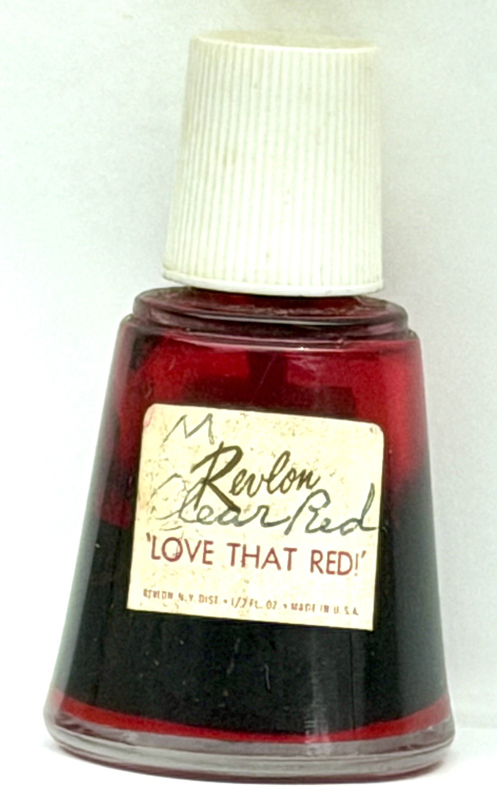 Vintage Revlon Love That Red Nail Polish 1/2 Fl Oz Bottle 1/2 Full 40s 50s 60s