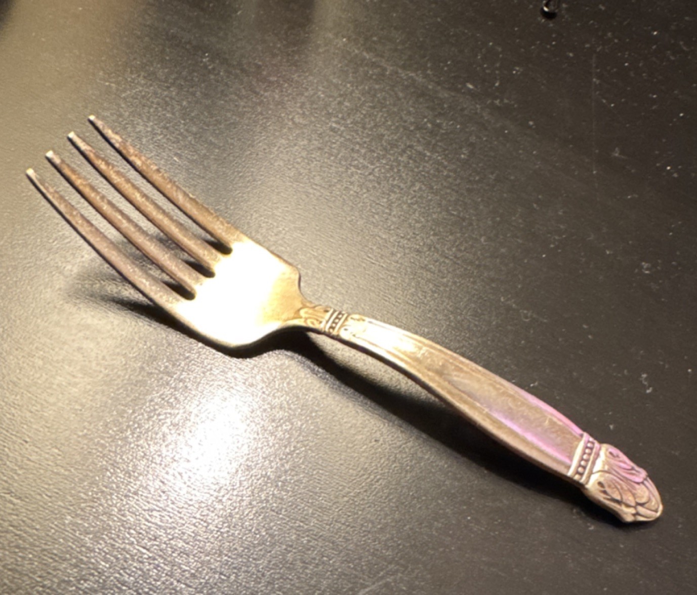 Decorative Handle Silver Metal Fork for Adults Collectible Single Piece