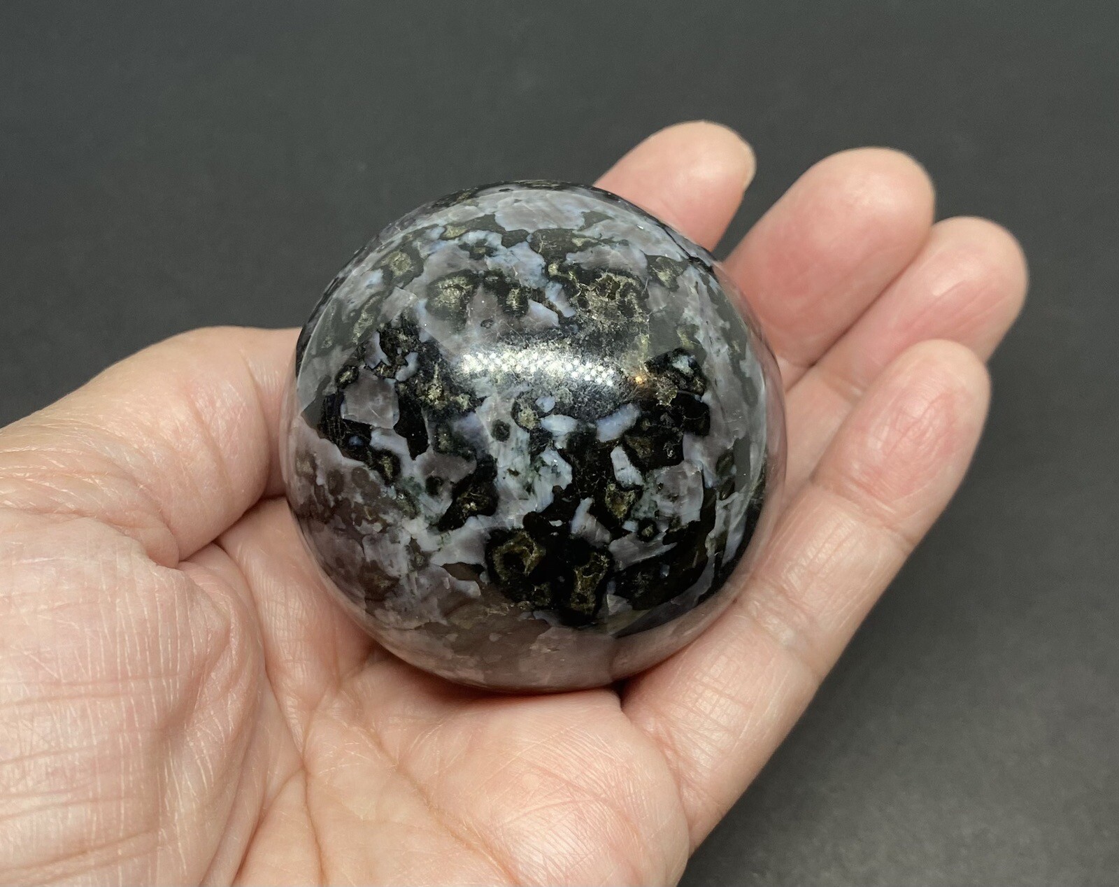 Indigo Gabbro (Mystic Merlinite) Sphere From Madagascar 215g 50mm 2in