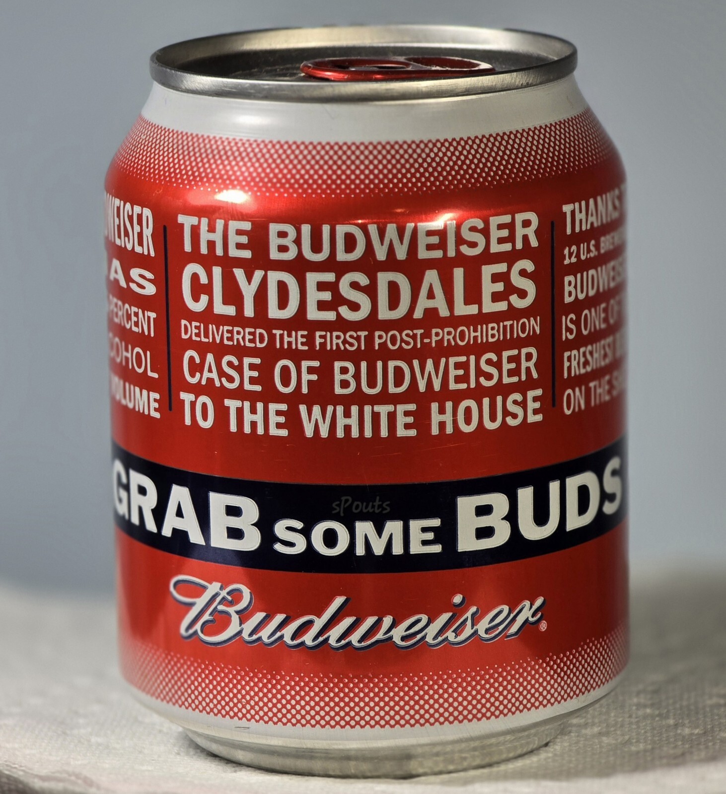 2011 GRAB-SOME-BUDS BUDWEISER 8oz LIMITED PROMOTION BEER CAN CLYDESDALES HORSE