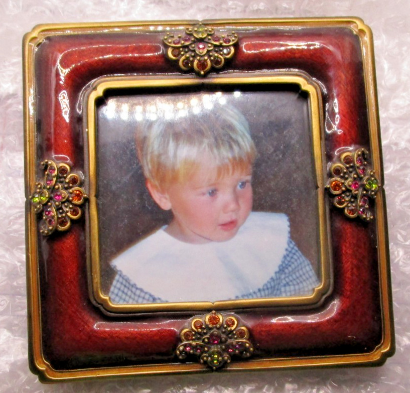 Jay Strongwater Lavinia Persia Fan Frame Photo Red Swarovski Crystals MINT!