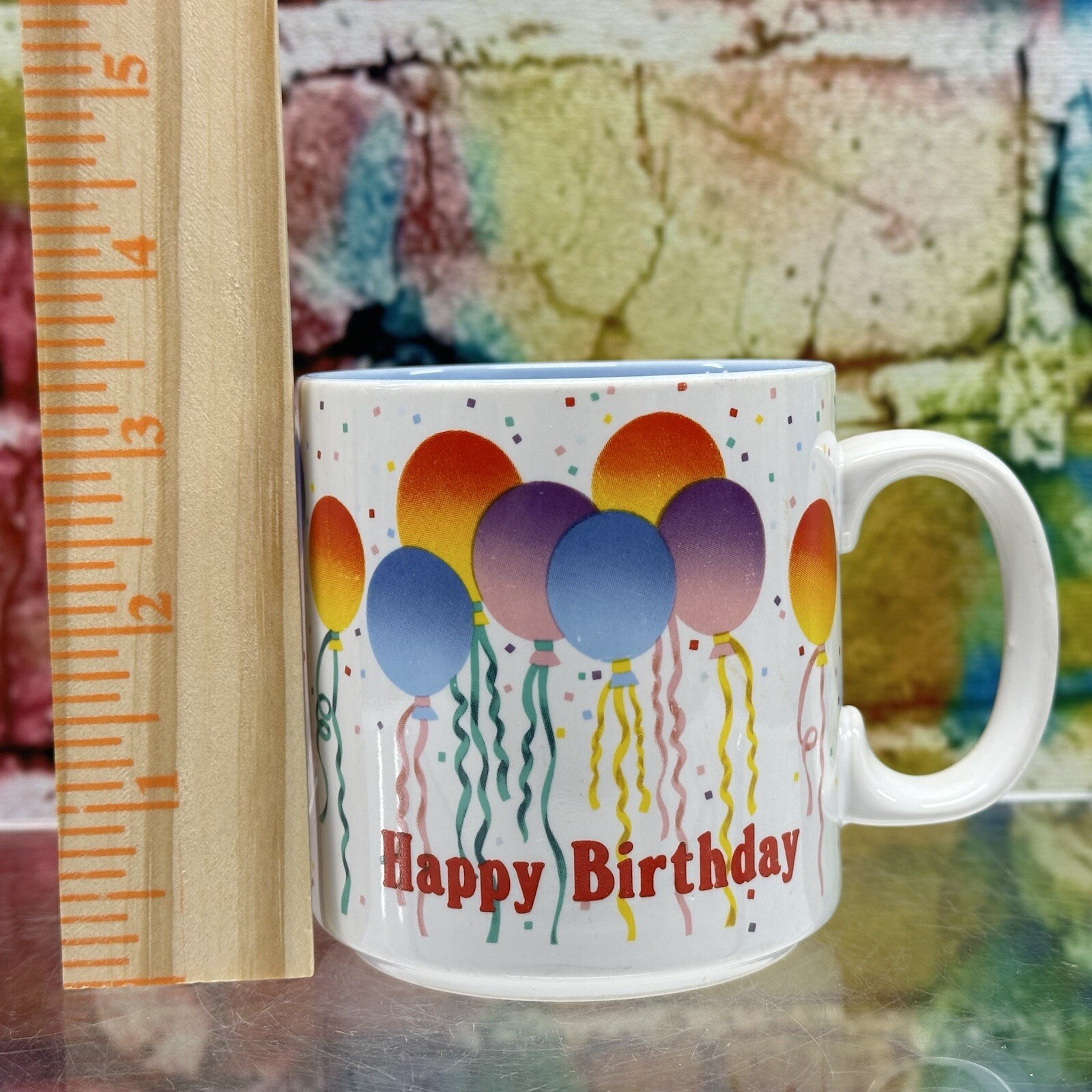 Happy Birthday RUSS Coffee Mug Cup Balloons Confetti Party Present Gift Clean!