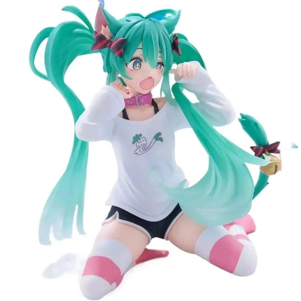 Hatsune Miku Desktop Cute Figure With Cat Ears T Shirt Ver TAITO 2024 NO BOX
