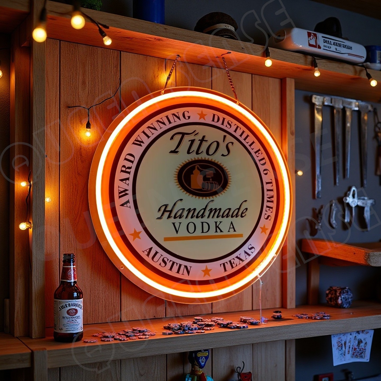 16″x16″ Tito’s Handmade Vodka LED Neon Sign With Dimmer USB Powered Light VL