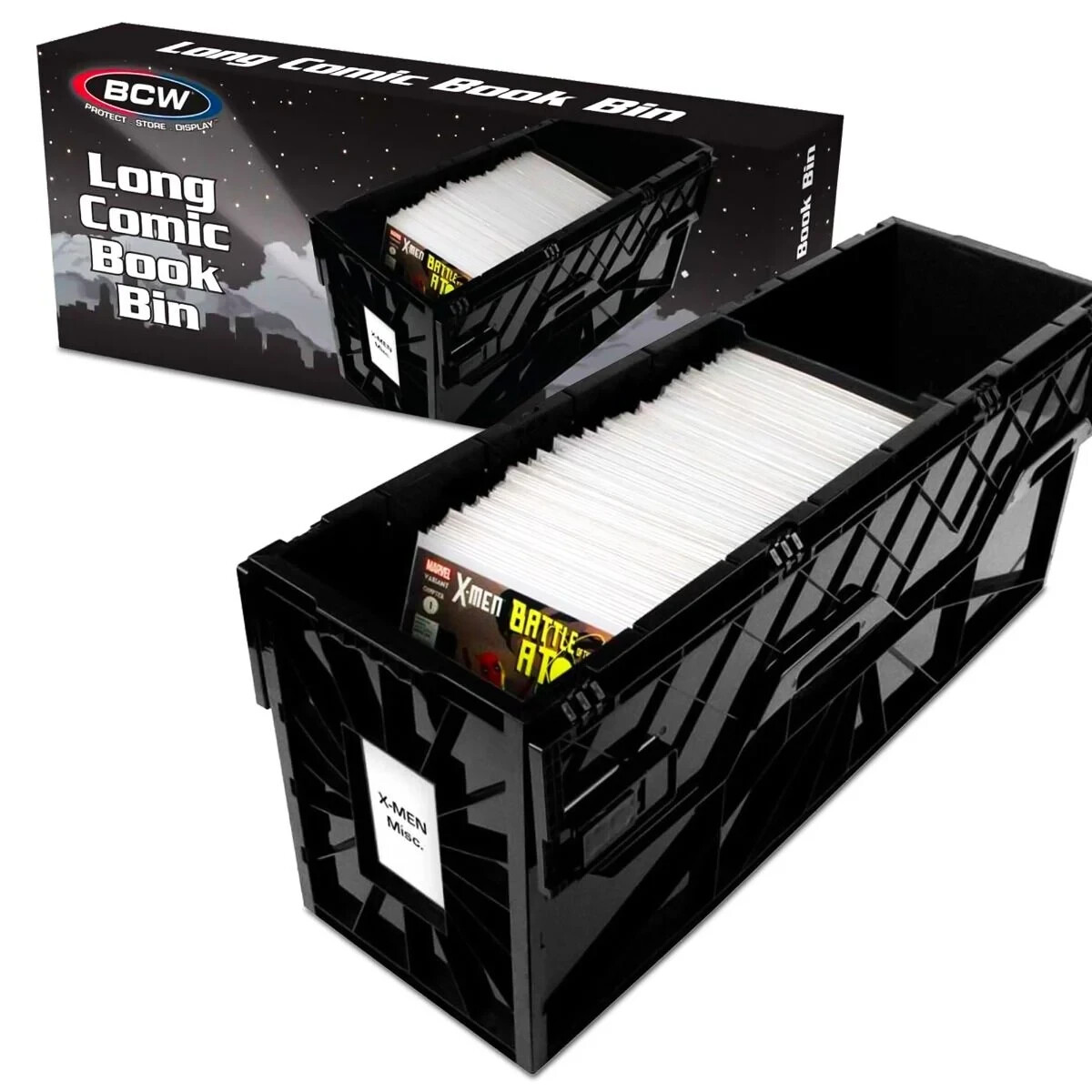 BCW Black Long Comic Book Box Bins – Heavy Duty Acid Free Plastic