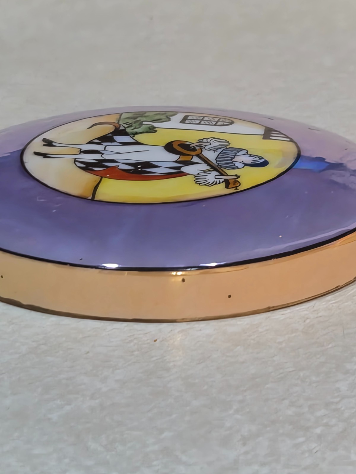 Noritake Art Deco Lusterware Powder Box The Troubadour Pierrot Morimura