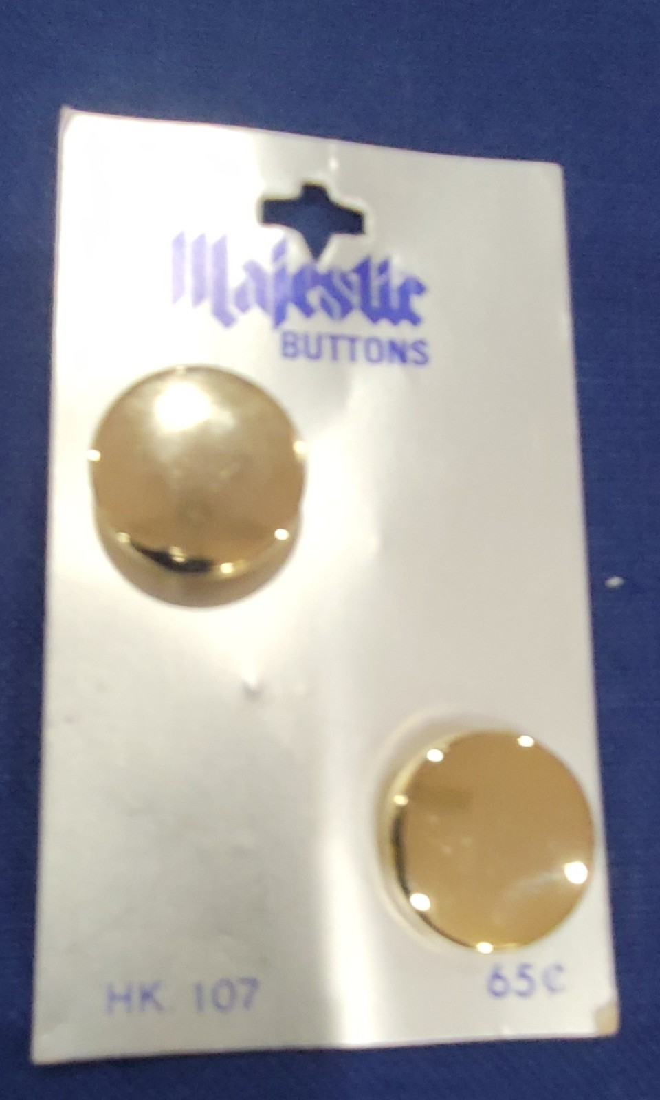 Vintage Majestic HK 107 Gold Tone Round Metal Buttons New On Card