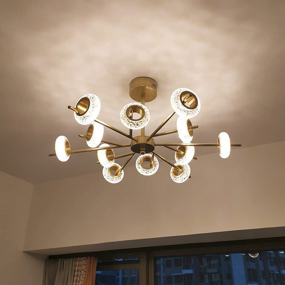 Modern Crystal Sputnik Chandelier, 12-Light LED Lighting Fixture, Pendant Lamps