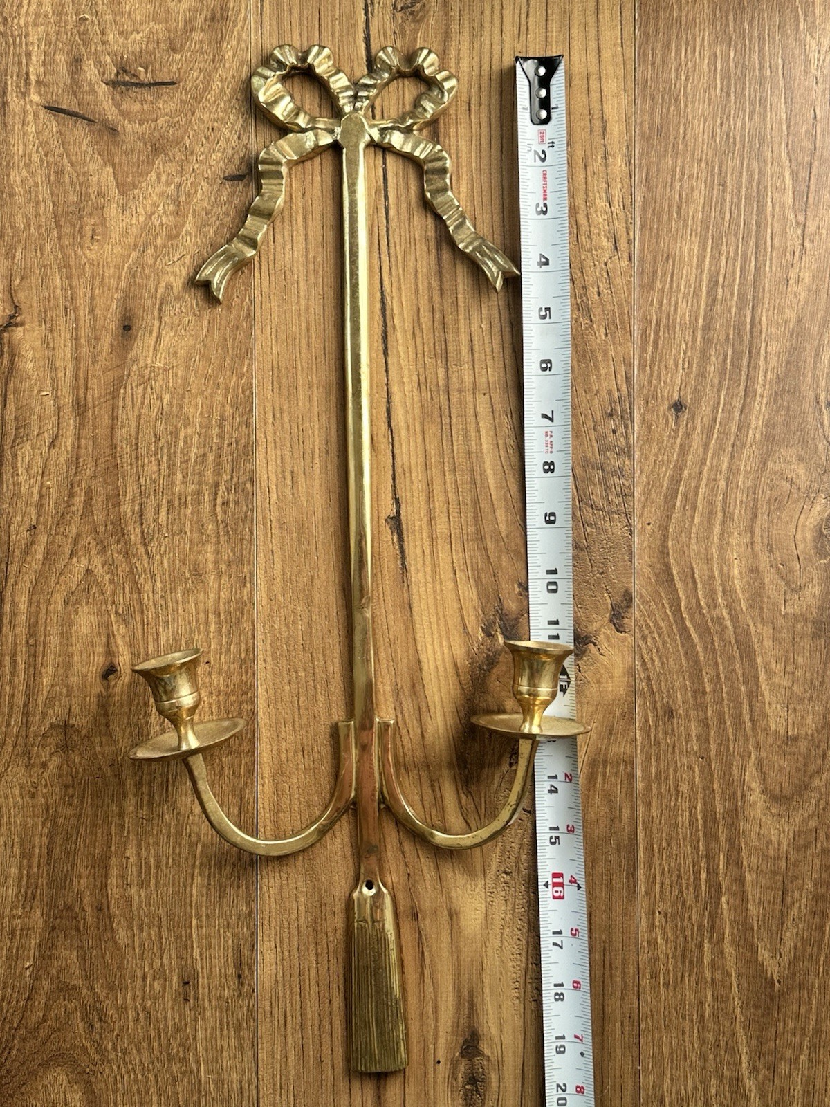 Vintage Brass Ribbon Double Armed Wall Sconce India