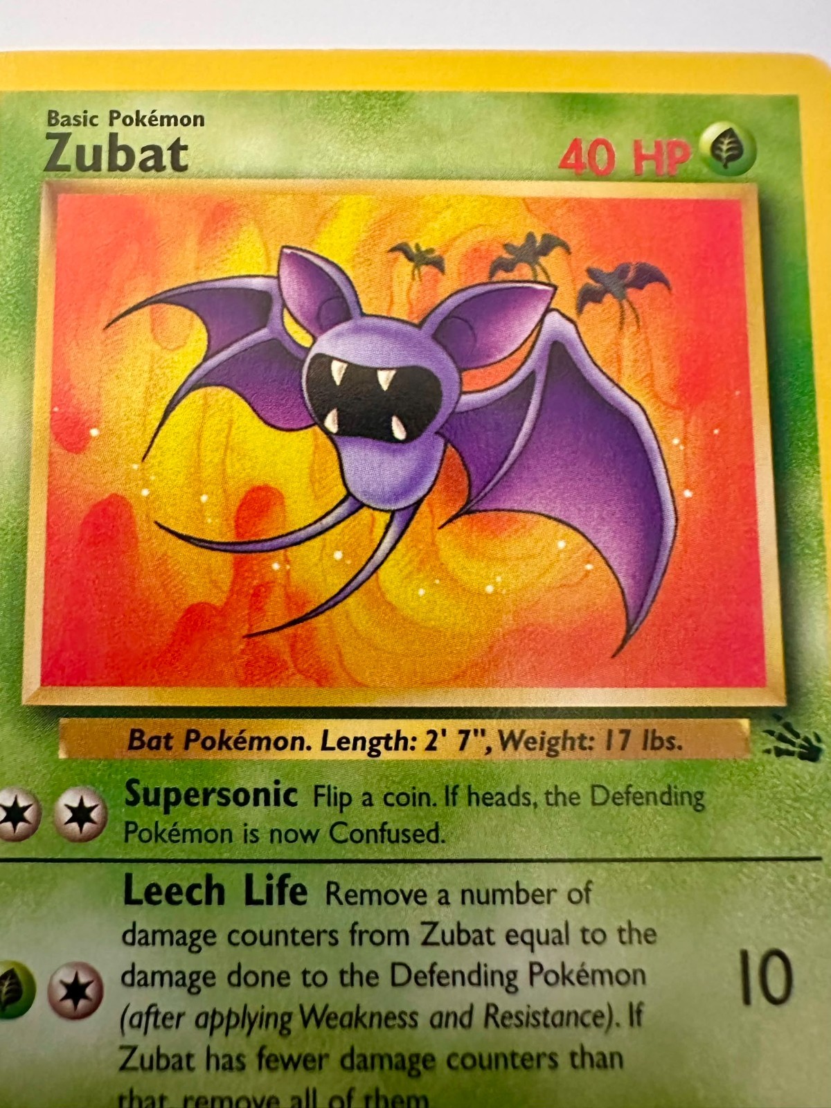 Pokémon Zubat Basic Fossil 40 HP Regular 57/62 M/NM