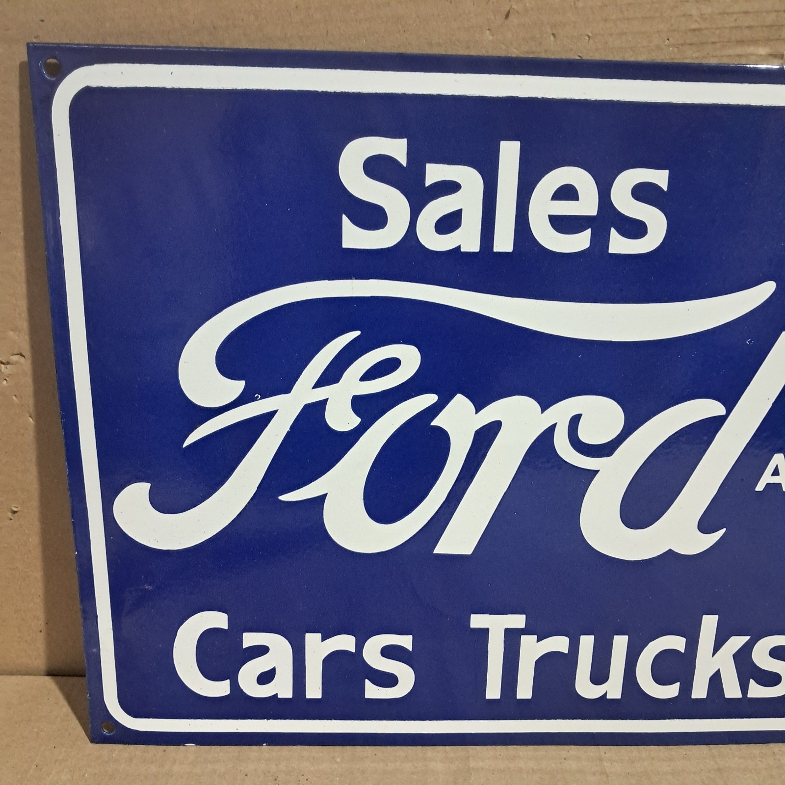 Ford And Fordson Porcelain Enamel Sign 36 x 15 Inches 1 Sided