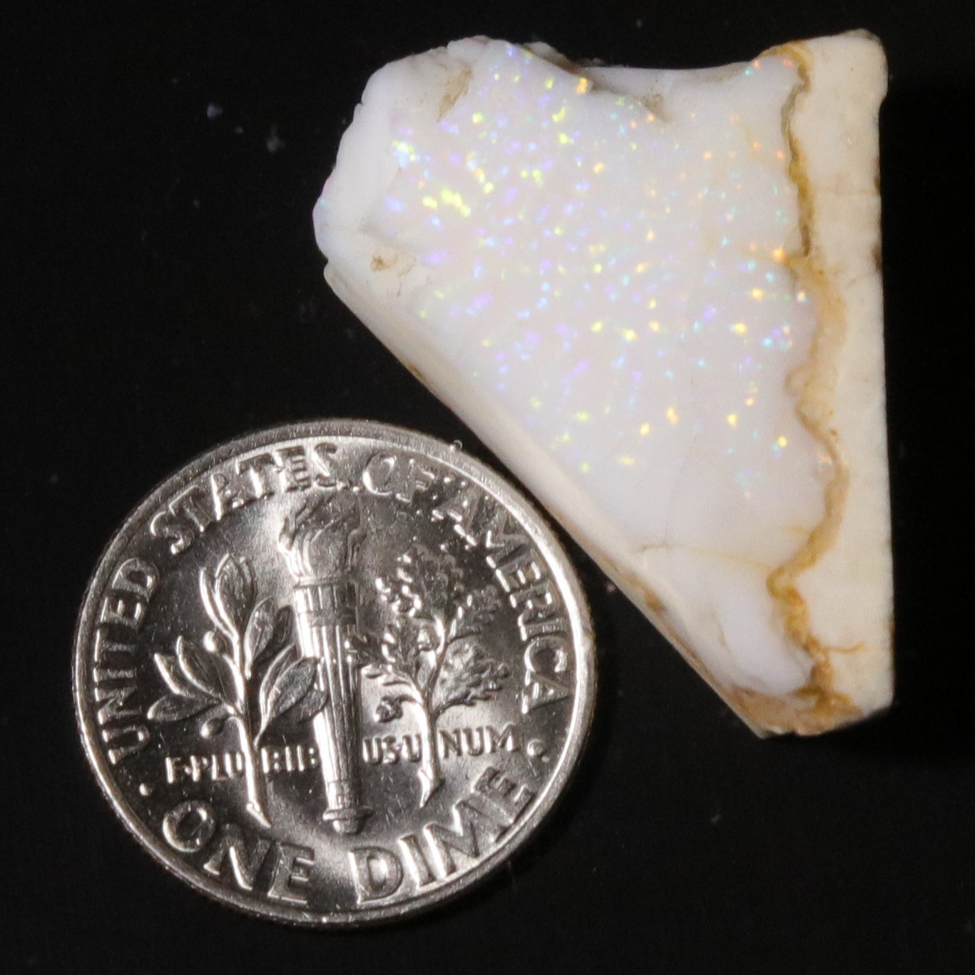 29 ct Spencer Idaho Opal – Multi-color Pinfire Seam – Natural Matrix Rub