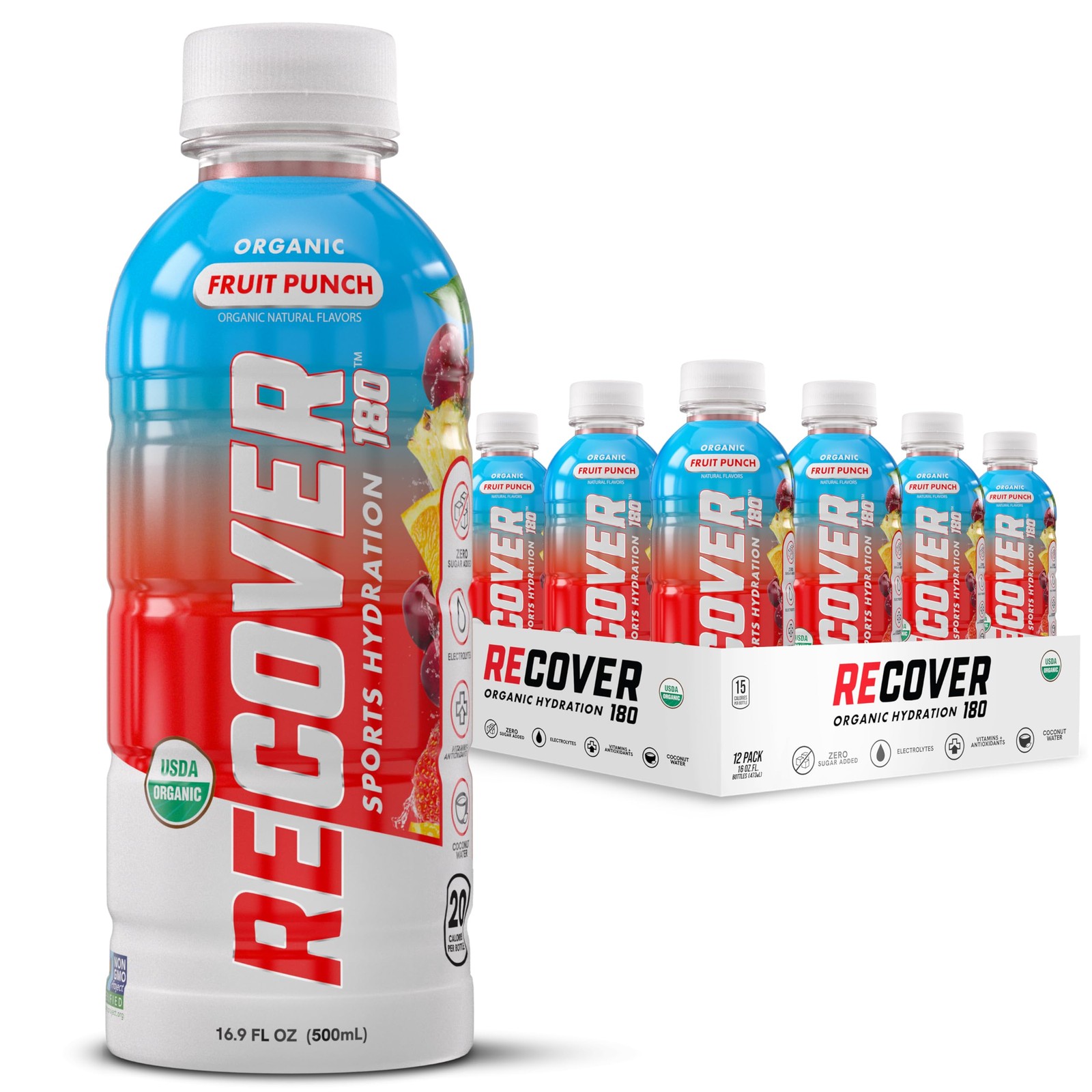 RECOVER 180 Organic Sports Hydration Drink, No Sugar Added, 20 Calorie Sports…