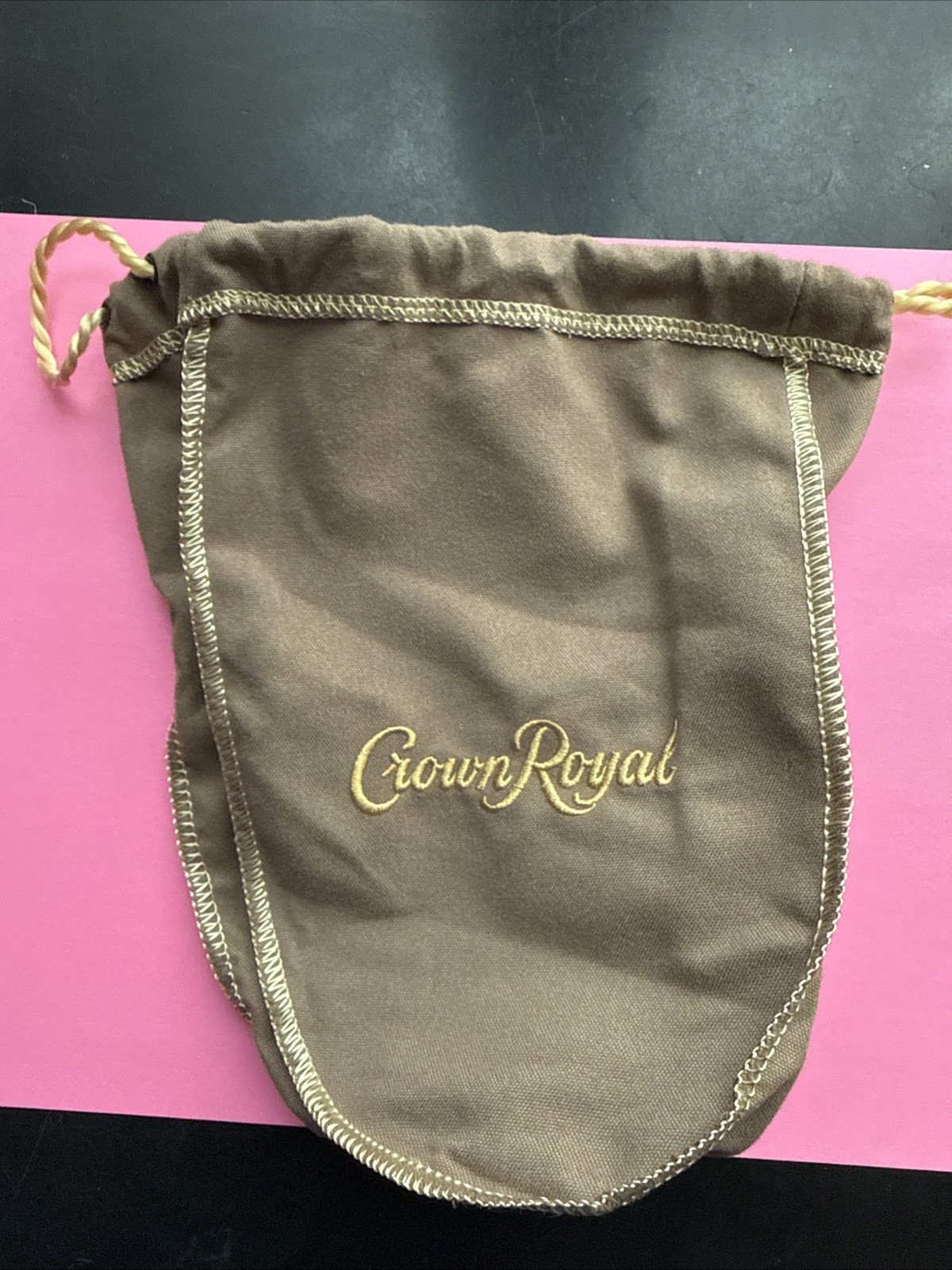 CROWN ROYAL TAN VANILLA BAG WITH DRAW STRING – NEW