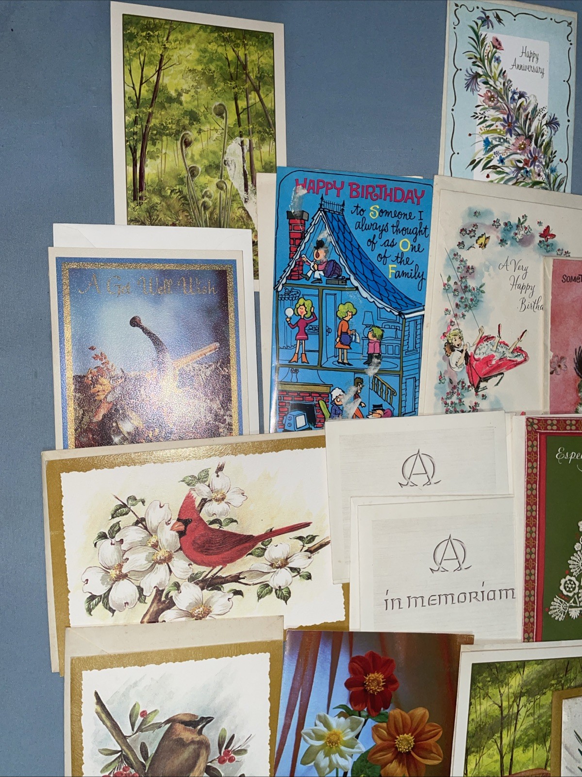 All Occasions Lot of 38 Vintage Greeting Cards, w Box & 2 Ideals Poem books