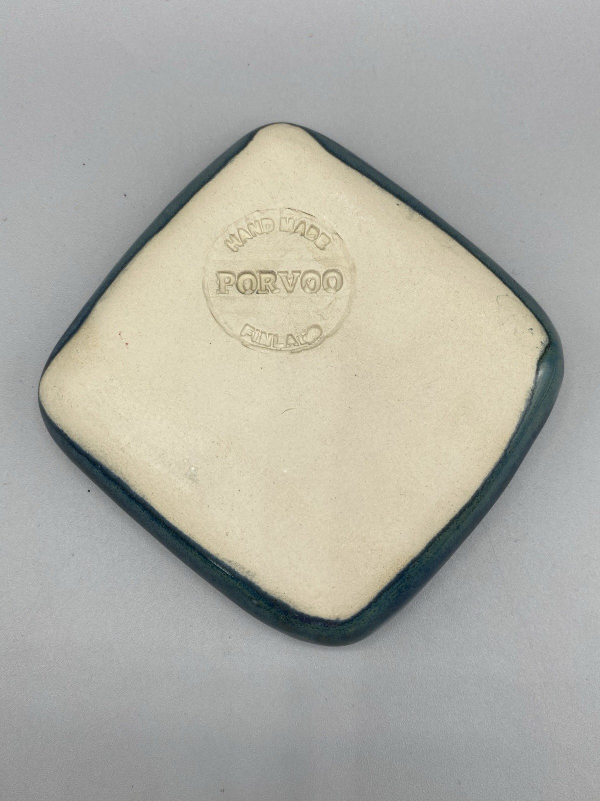 Art Pottery Green Blue Ceramic Spice Garlic Grater 3.75 x 3.75 inch Finland