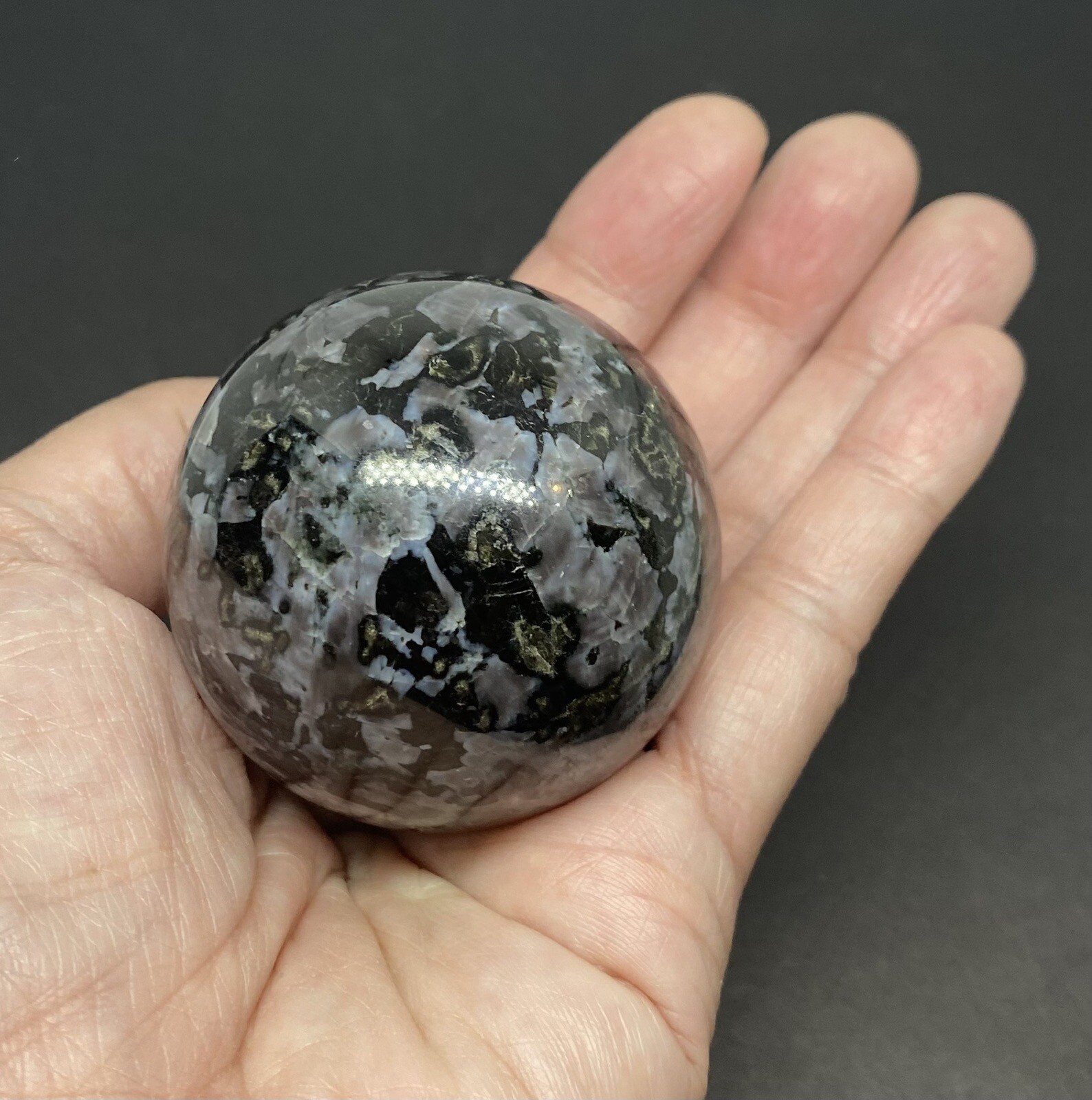 Indigo Gabbro (Mystic Merlinite) Sphere From Madagascar 215g 50mm 2in