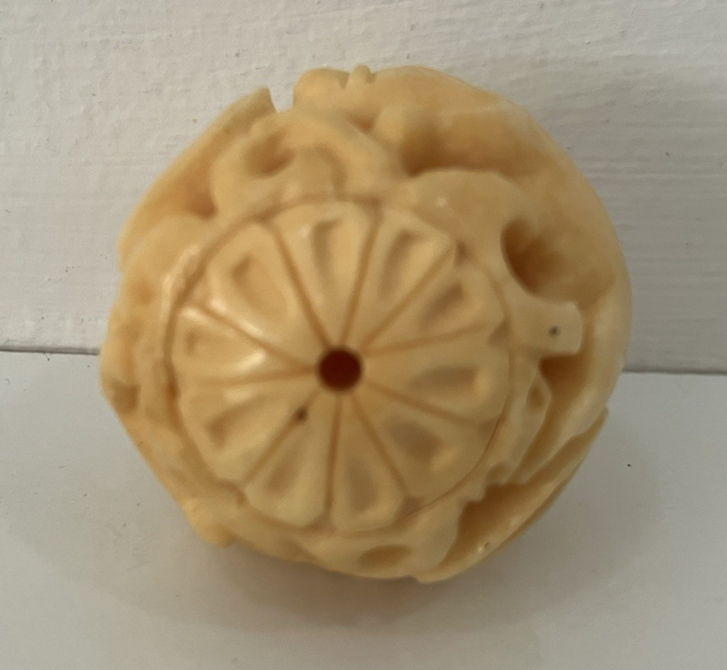 OJIME bead netsuke CHINESE ZODIAC YEAR OF THE PIG 1.25″ round carved resin