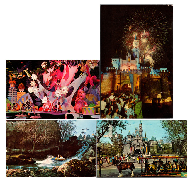 Vintage Disneyland Postcards lot of 4