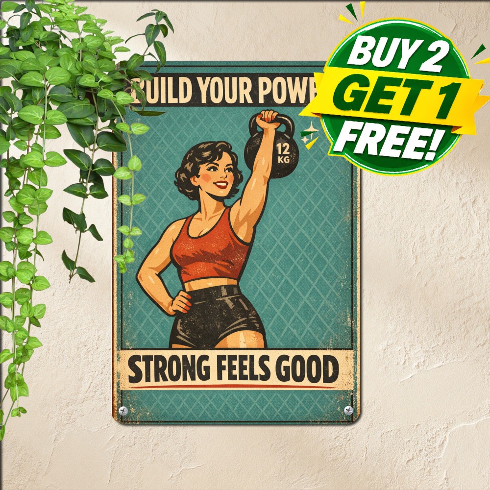 Strong Is The New Pretty Motivational Fitness Workout Metal Tin Sign