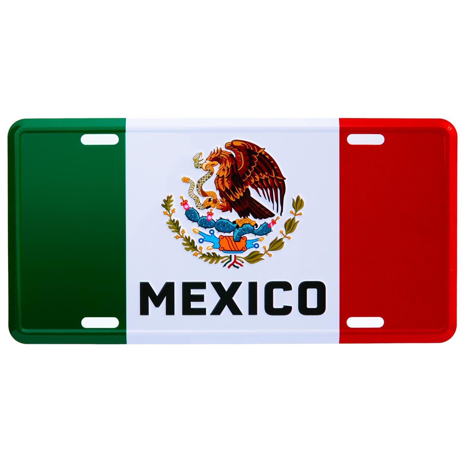 Mexico Flag License Plate – 3D Embossed Metal Car Truck Tag Sign – El Tri futbol