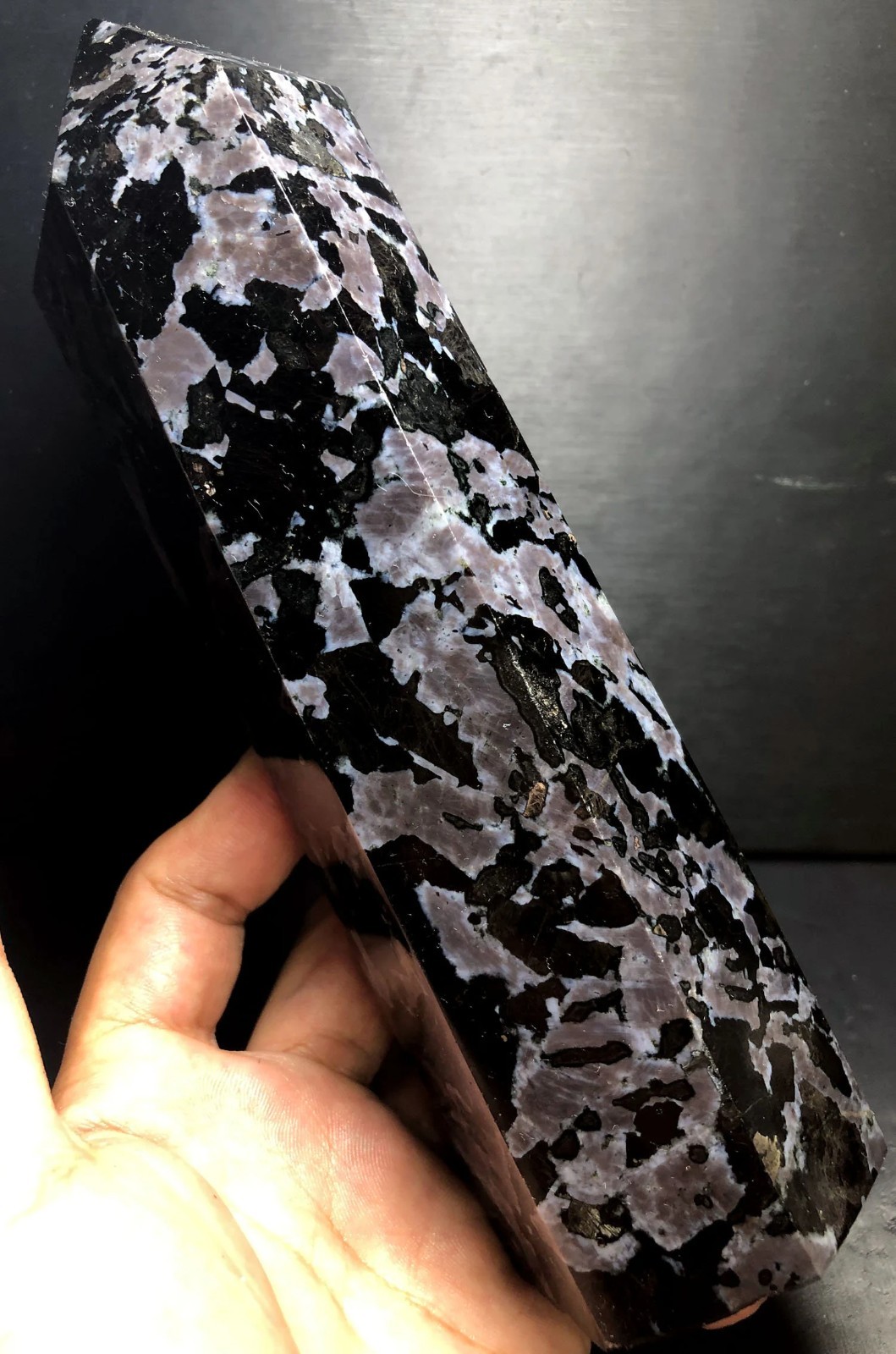 1151g 195mm Indigo Gabbro Terminated Generator Mystic Merlinite Crystal Point
