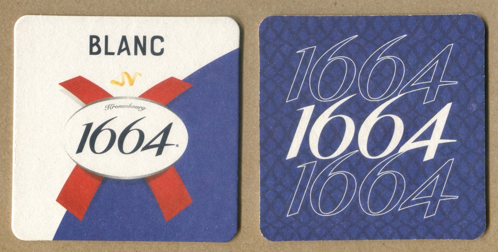 KRONENBOURG 1664 BLANC Canadian BEER COASTER MAT SOUS BOCK