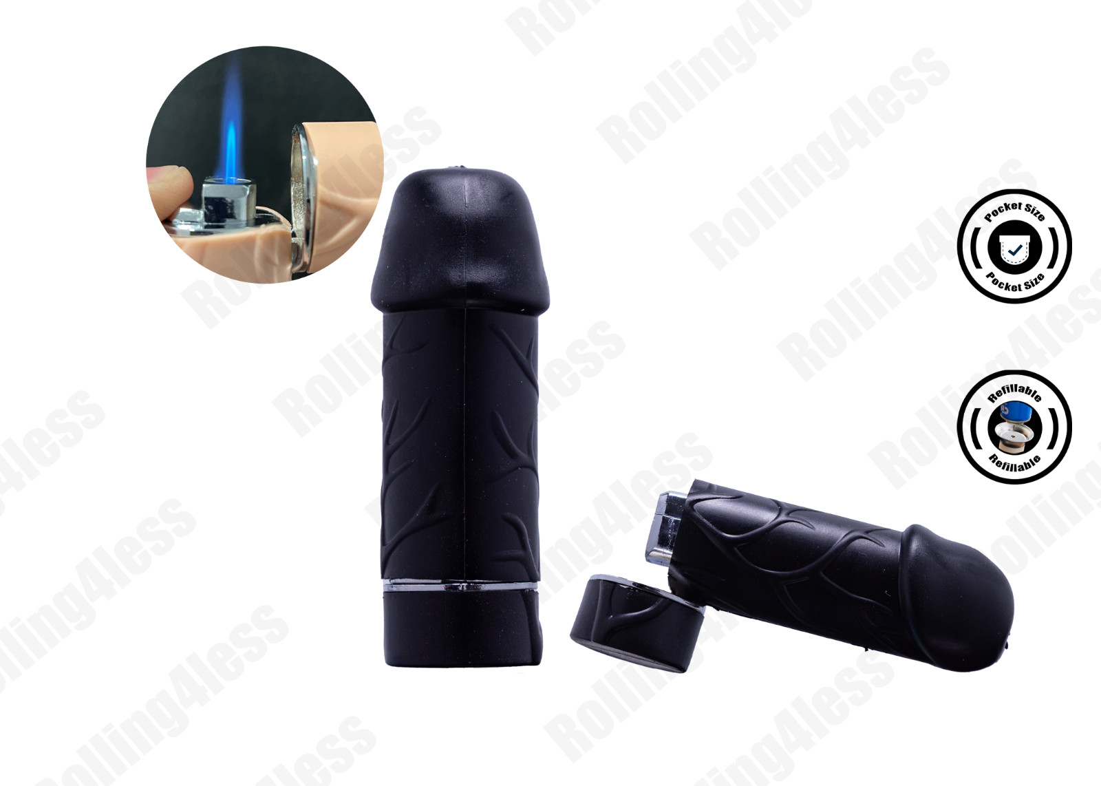 ❤️Novelty Real Look & Feel Vibrating Penis Dick Party Refillable Torch Lighter