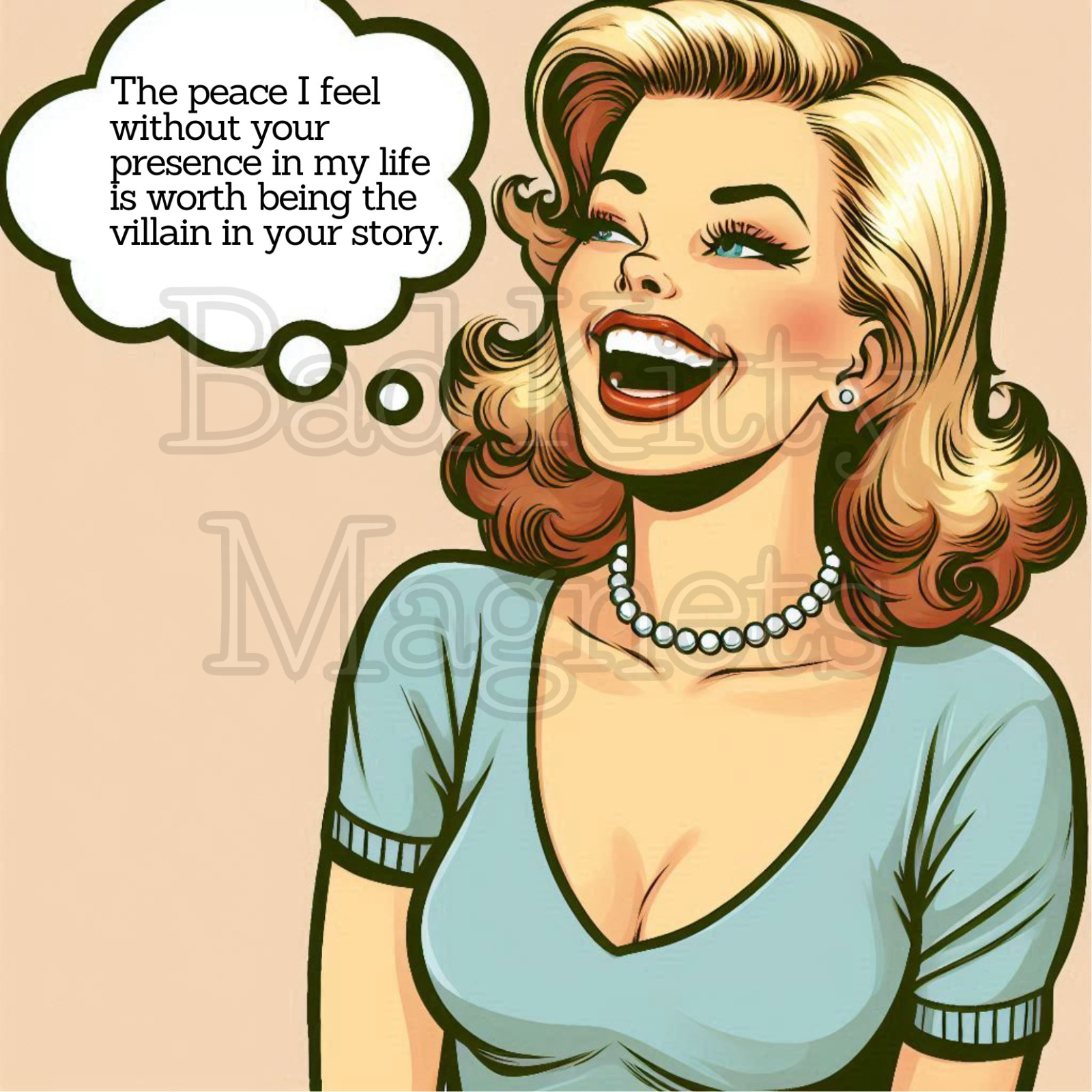 retro woman funny villain in your story High Quality Metal Magnet 4×4 inches 661