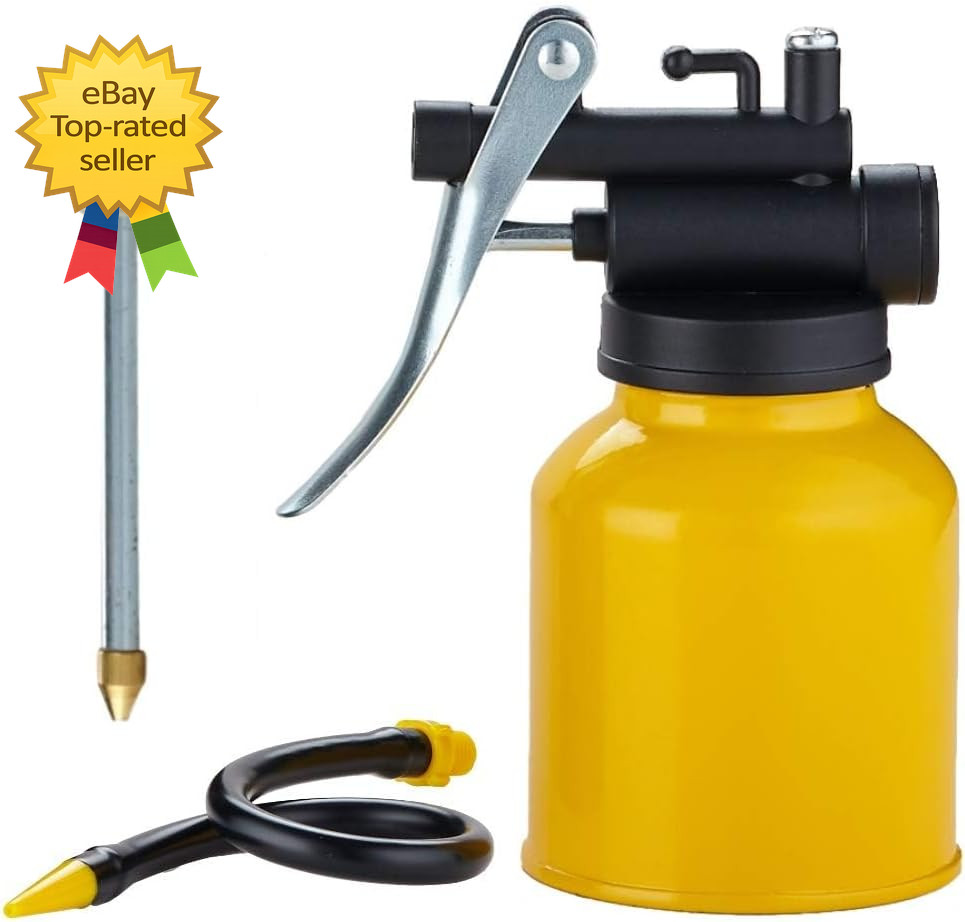 Hand Pump Oiler Can Professional Level 8 Oz. Capacity Pump Oiler with Metal & Lo