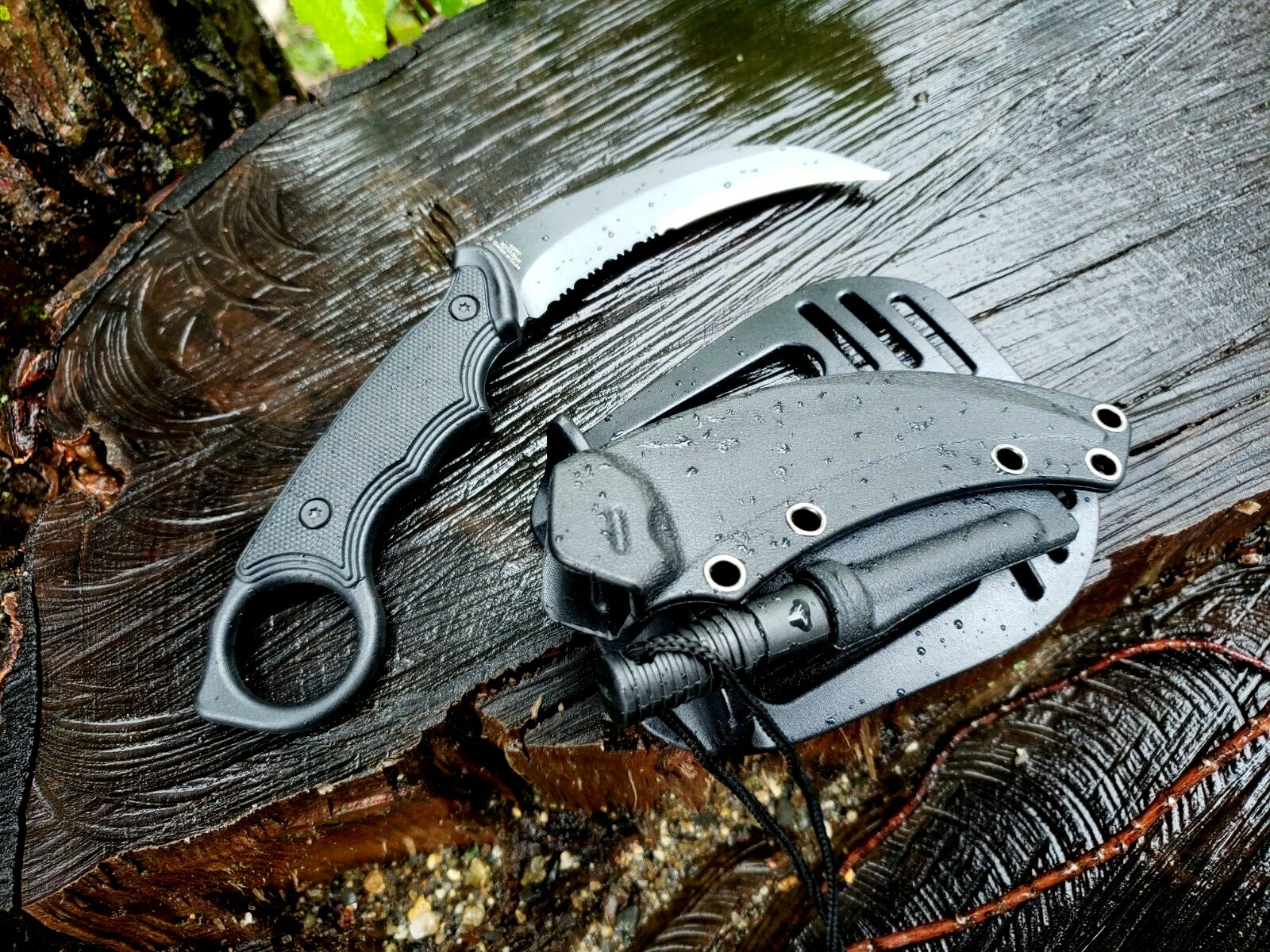 Conceal Carry Karambit Fixed Blade Boot Knife Fire Starter Flint Holster Sheath