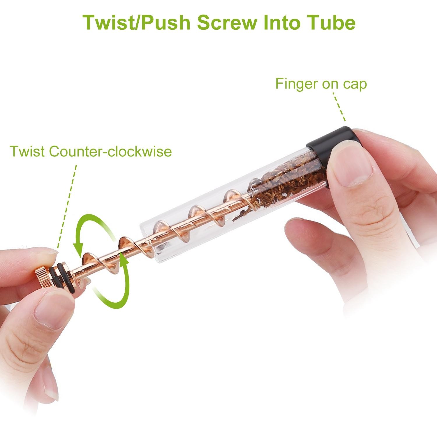 Glass Blunt Pipe Twisty 7-in-1 Grinder Kit w/ Smoking Metal Tip Cleaning Brush