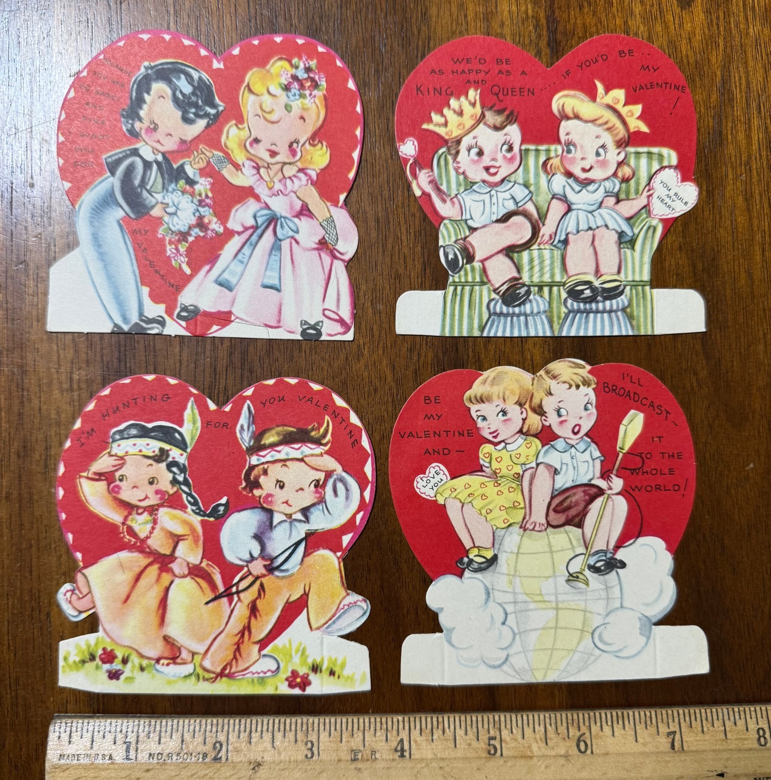 Vintage Valentine Cards Lot 4 Boy Girl Couple Unused NOS A-Meri-Card