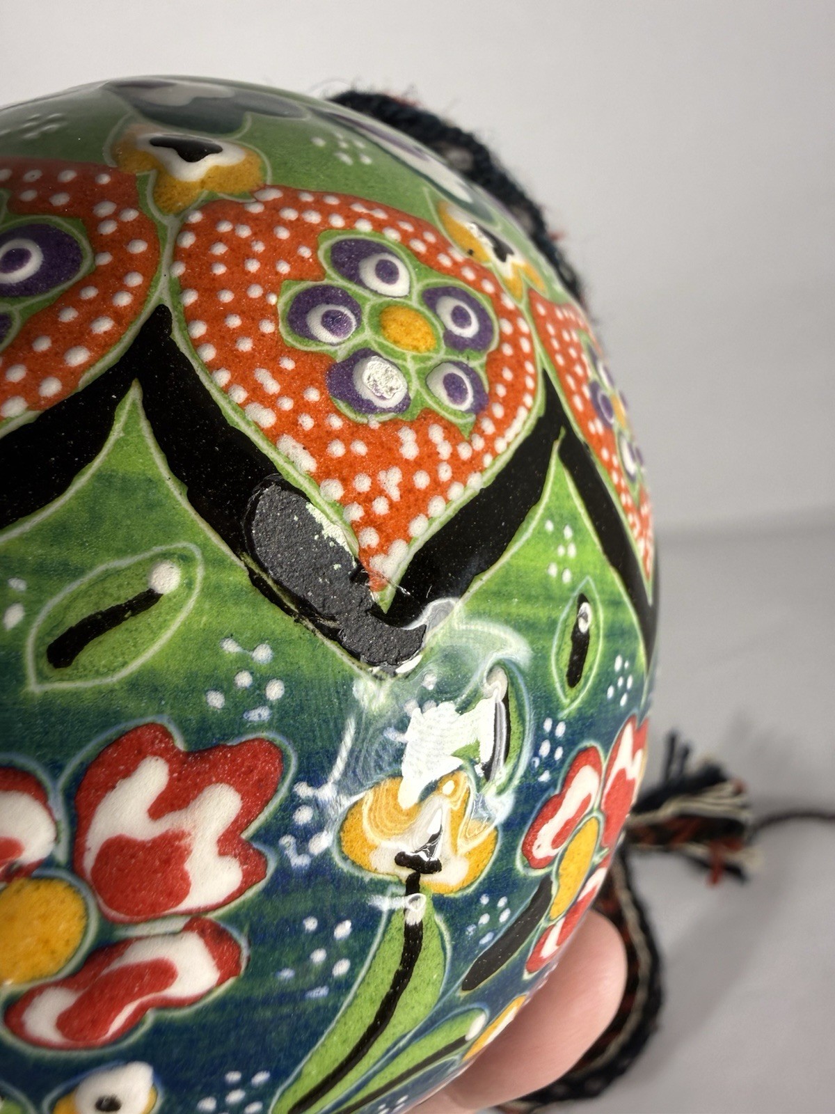 VINTAGE CERAMIC HAND PAINTED WALL HANGING – TRADITIONAL TURKISH BALL HANG –