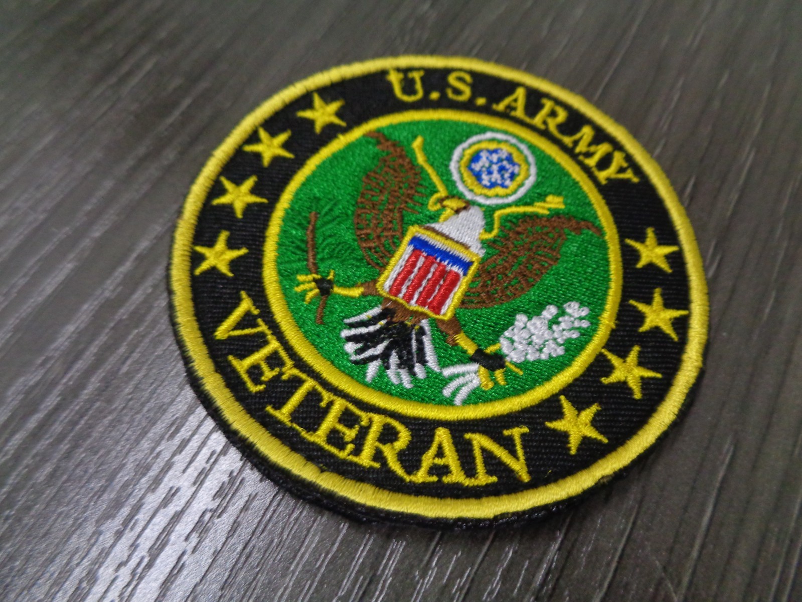 US ARMY VETERAN COLOR Embroidered Hook and Loop Tactical Morale Patch 3 INCH NEW