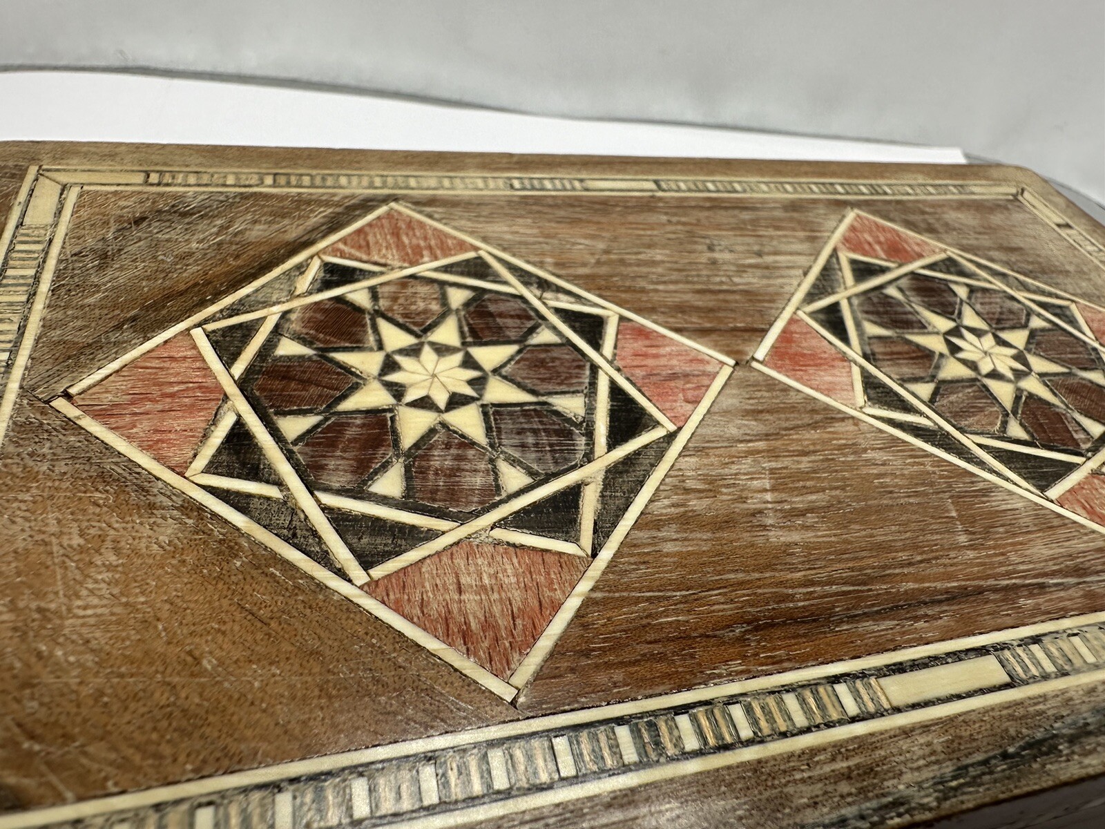 Marquetry Inlay Walnut Jewelry Box Syria