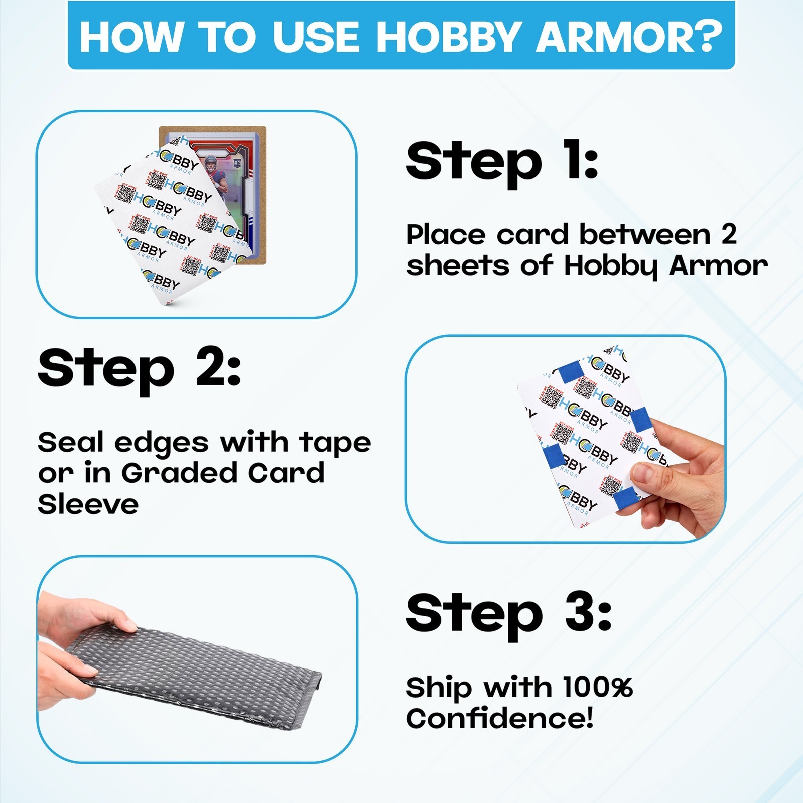 Hobby Armor Cardboard Trading Card Shipping Protectors 3.5″x4.5″ – Multi-Color