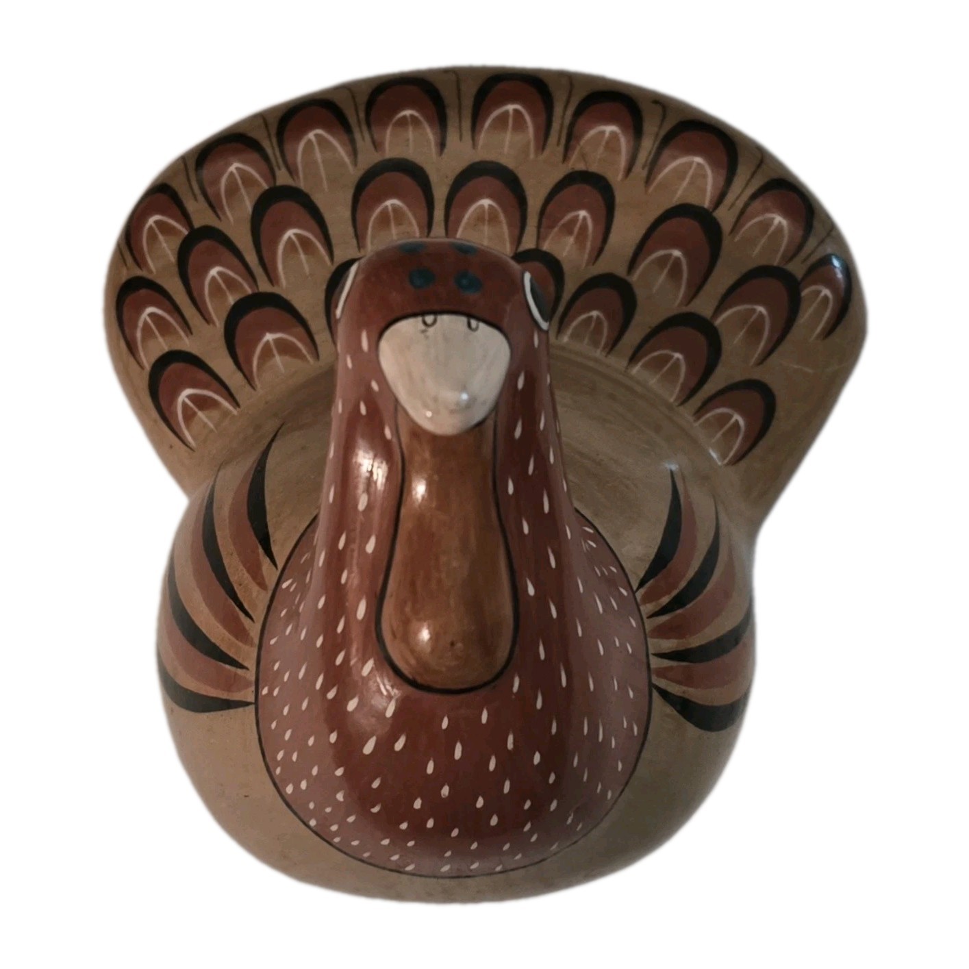 Turkey Gobbler Bird Tonala Clay Hand Painted Mexico Thanksgiving 4×4″