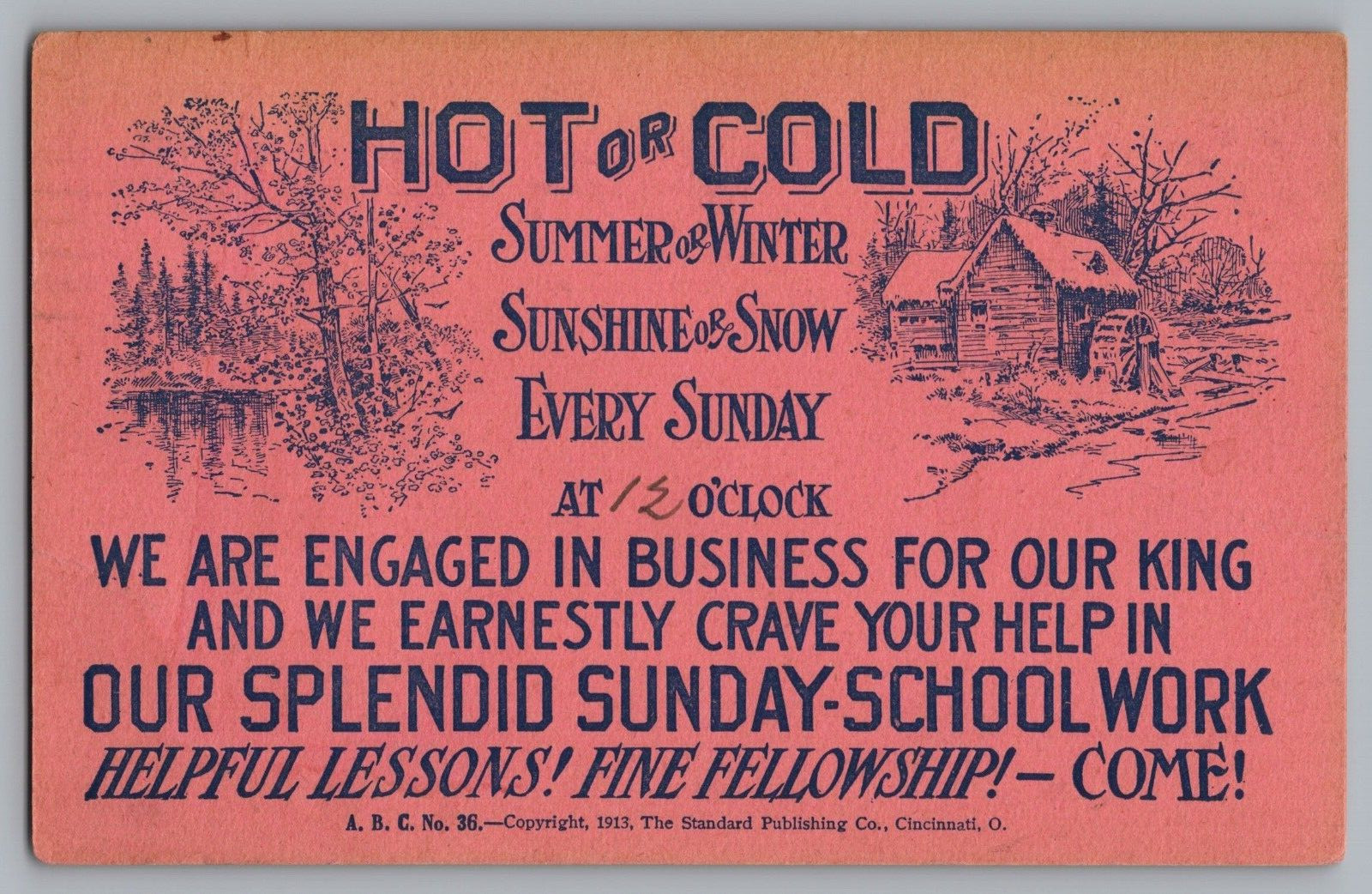 Hot or Cold Religious Sunday School Postcard