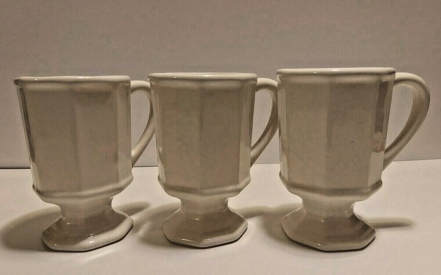 Vintage Pfaltzcraff White Pedestal ,Cups Coffee & Tea Mugs 3 in set