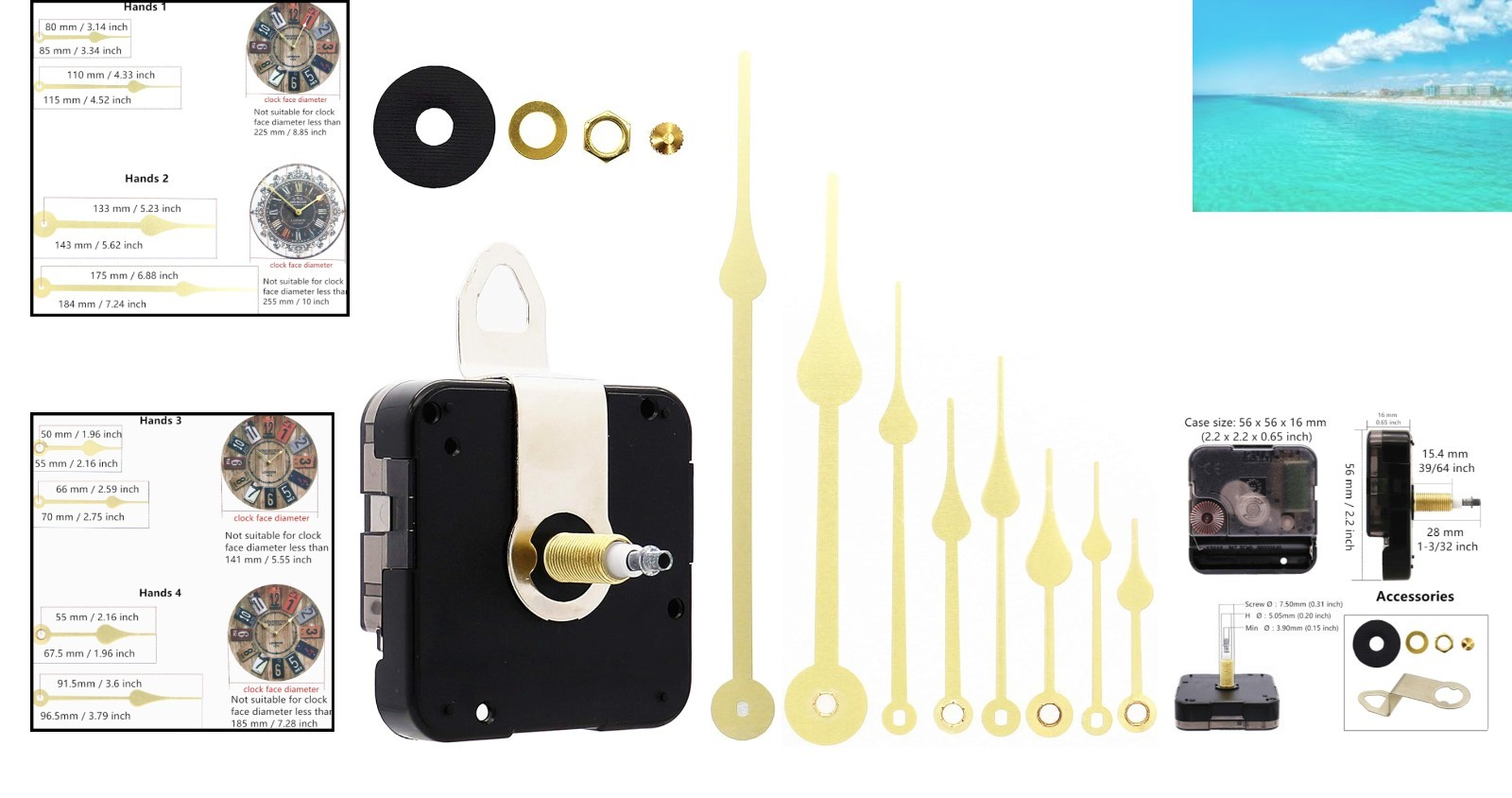 Modern High Torque Clock Movement for Stylish DIY Projects – Gold Hands Included