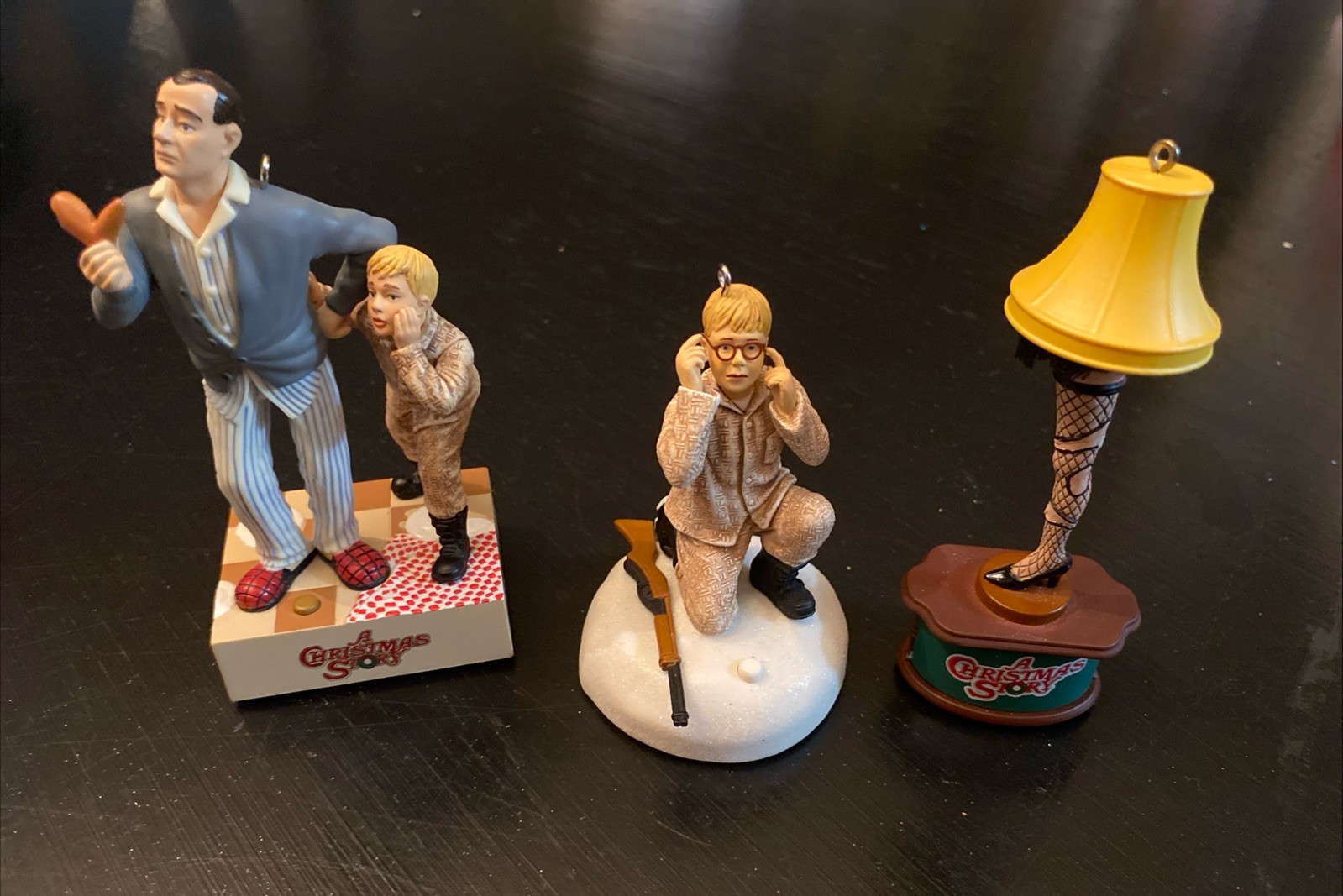 Hallmark Ornaments Christmas Story Lot 3: Ralphie Turkey, Leg Lamp, Shot My Eye